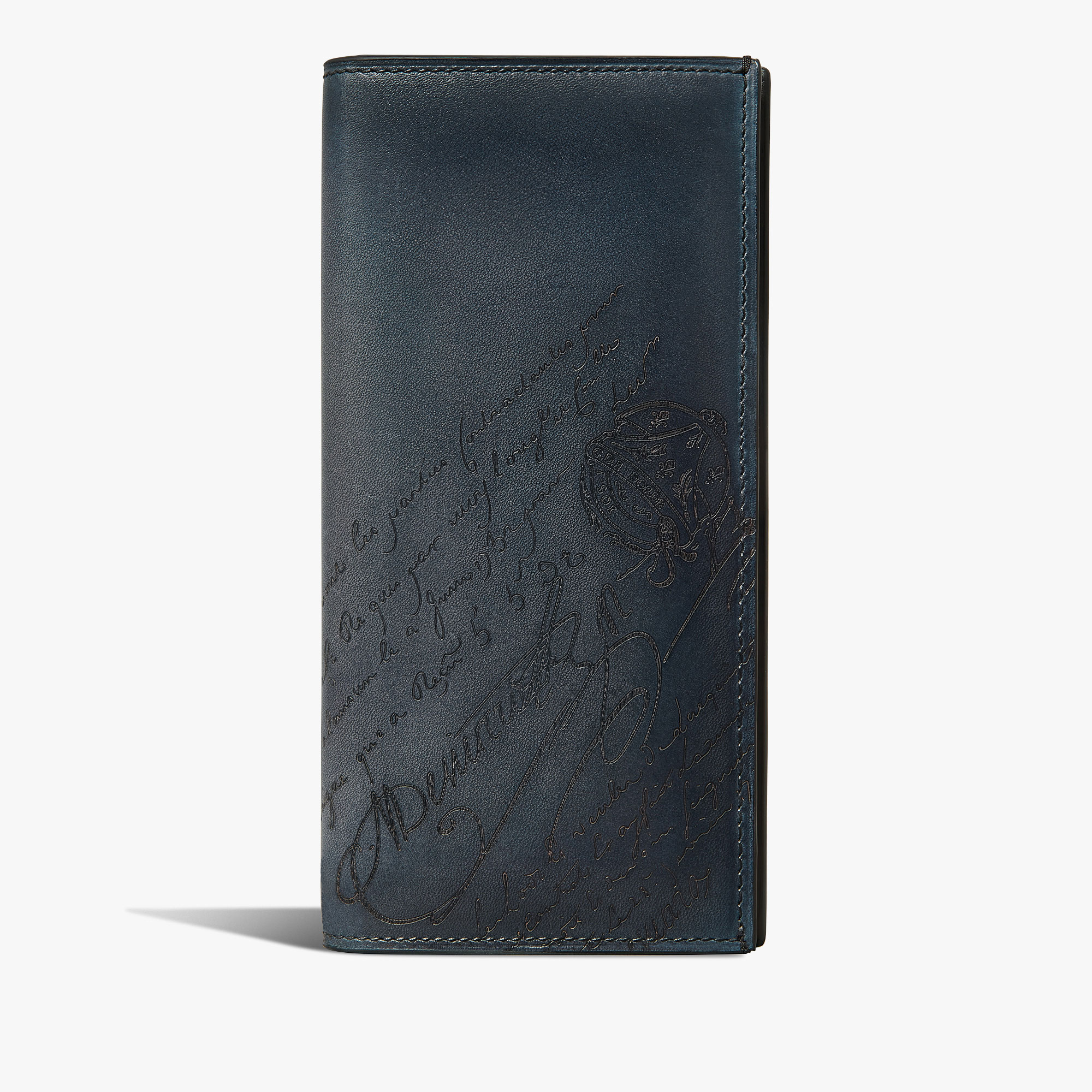 Espace Scritto Leather Long Wallet, BLU MINERALE, hi-res
