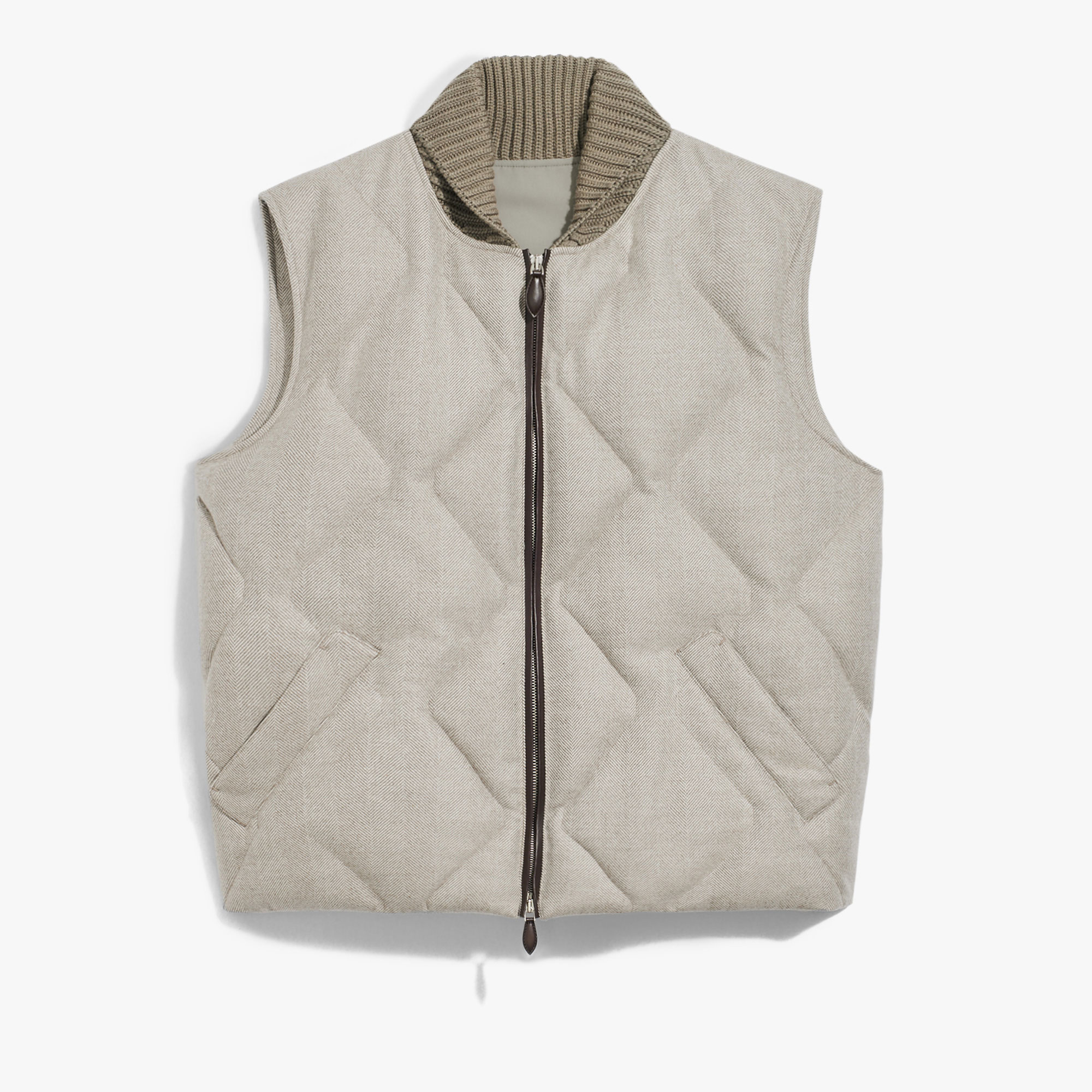 Wool Herringbone Gilet, TAUPE GREY, hi-res