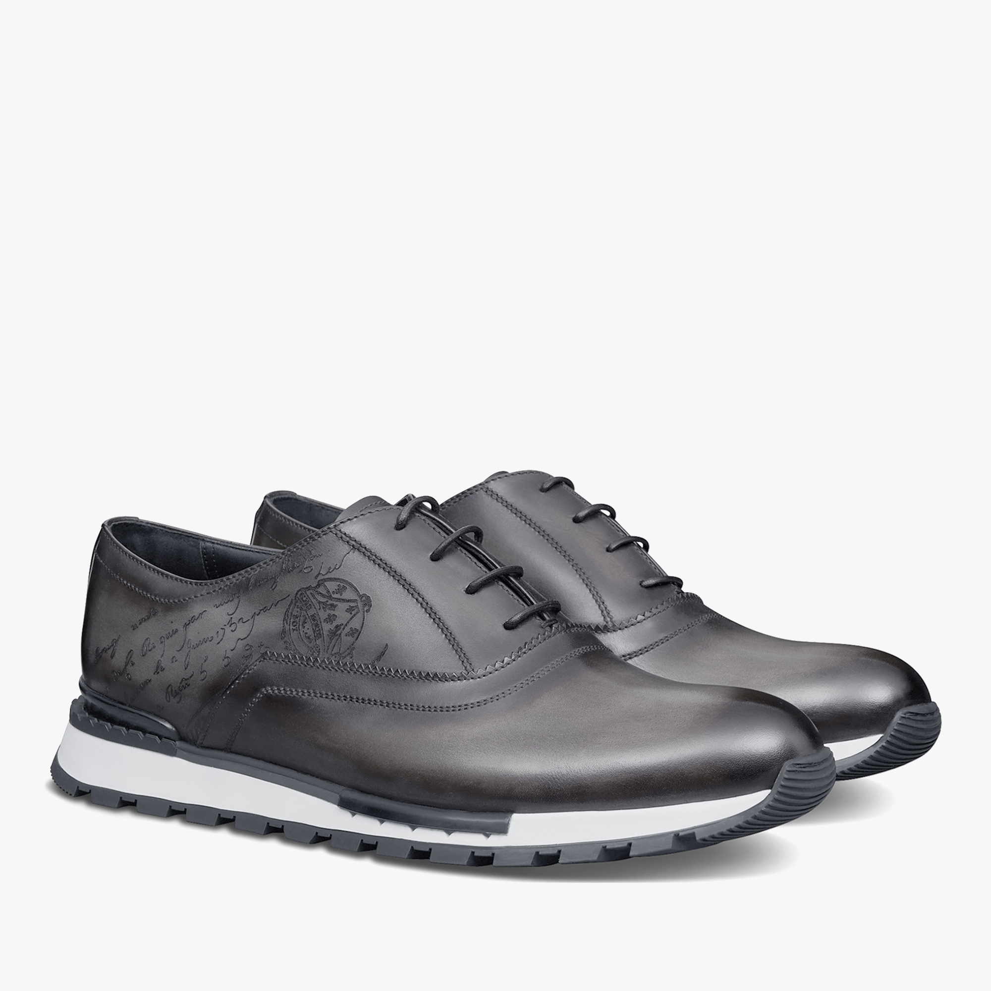 Berluti Men's Fast Track Scritto Leather Derby Sneakers