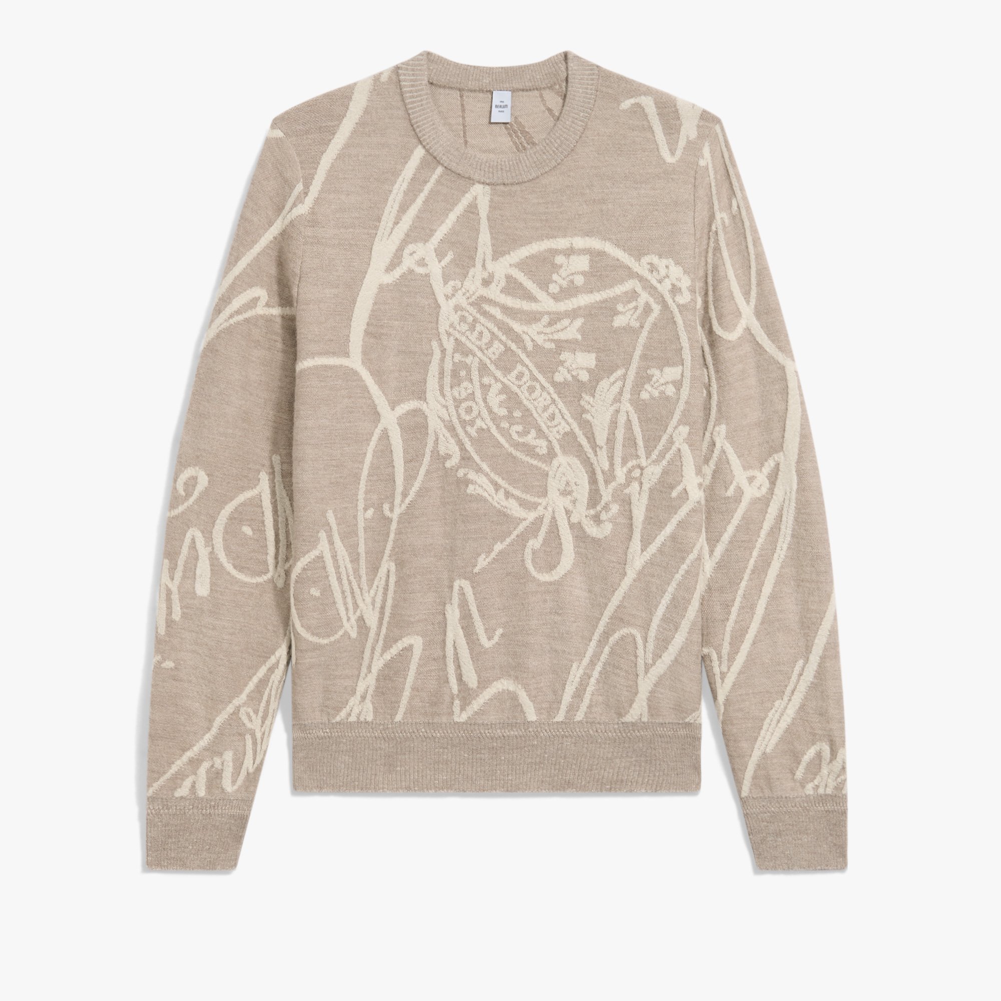 Giant Scritto Crewneck, FLUFFY BEIGE, hi-res