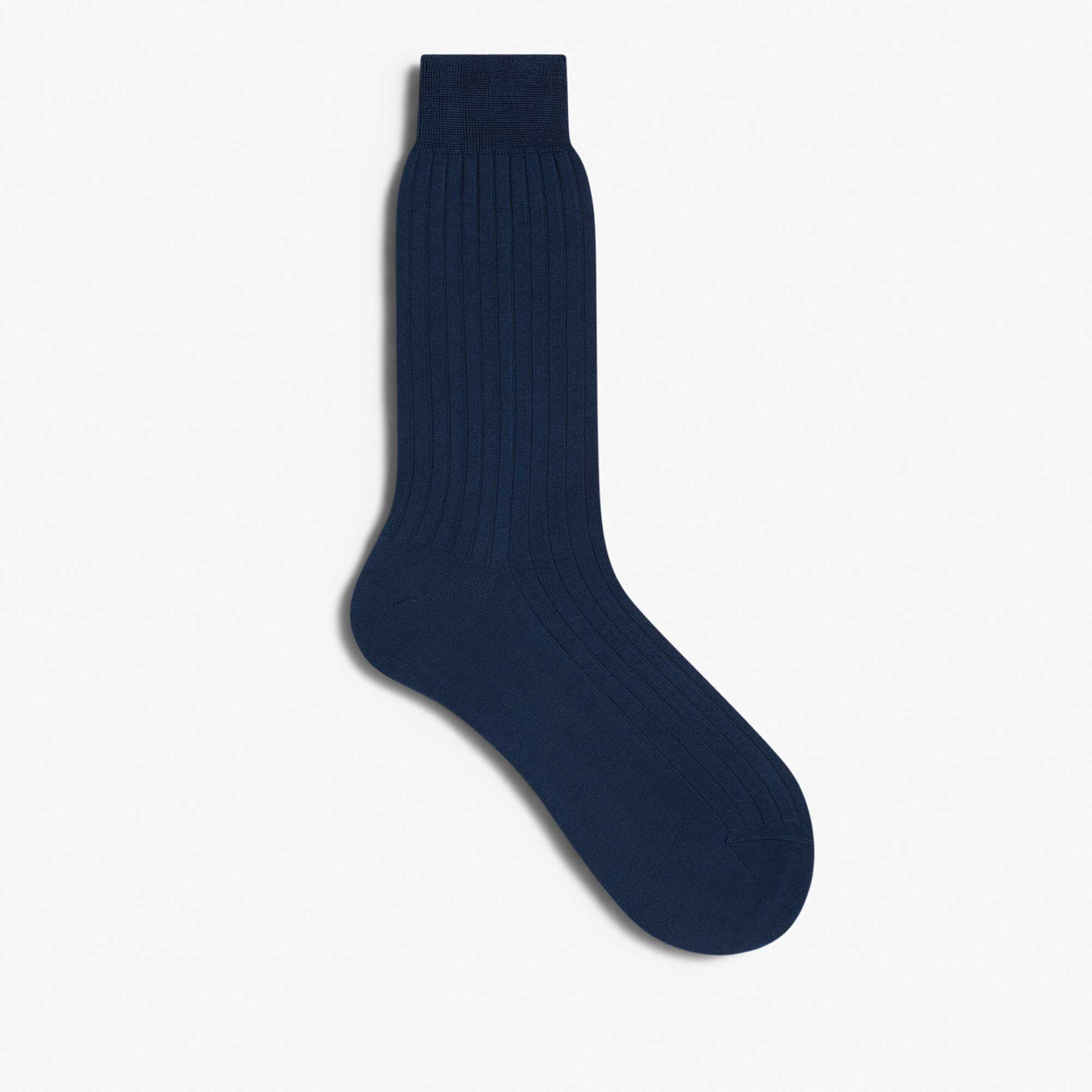 Cotton Ribbed Socks, BLEU DE SMALT, hi-res