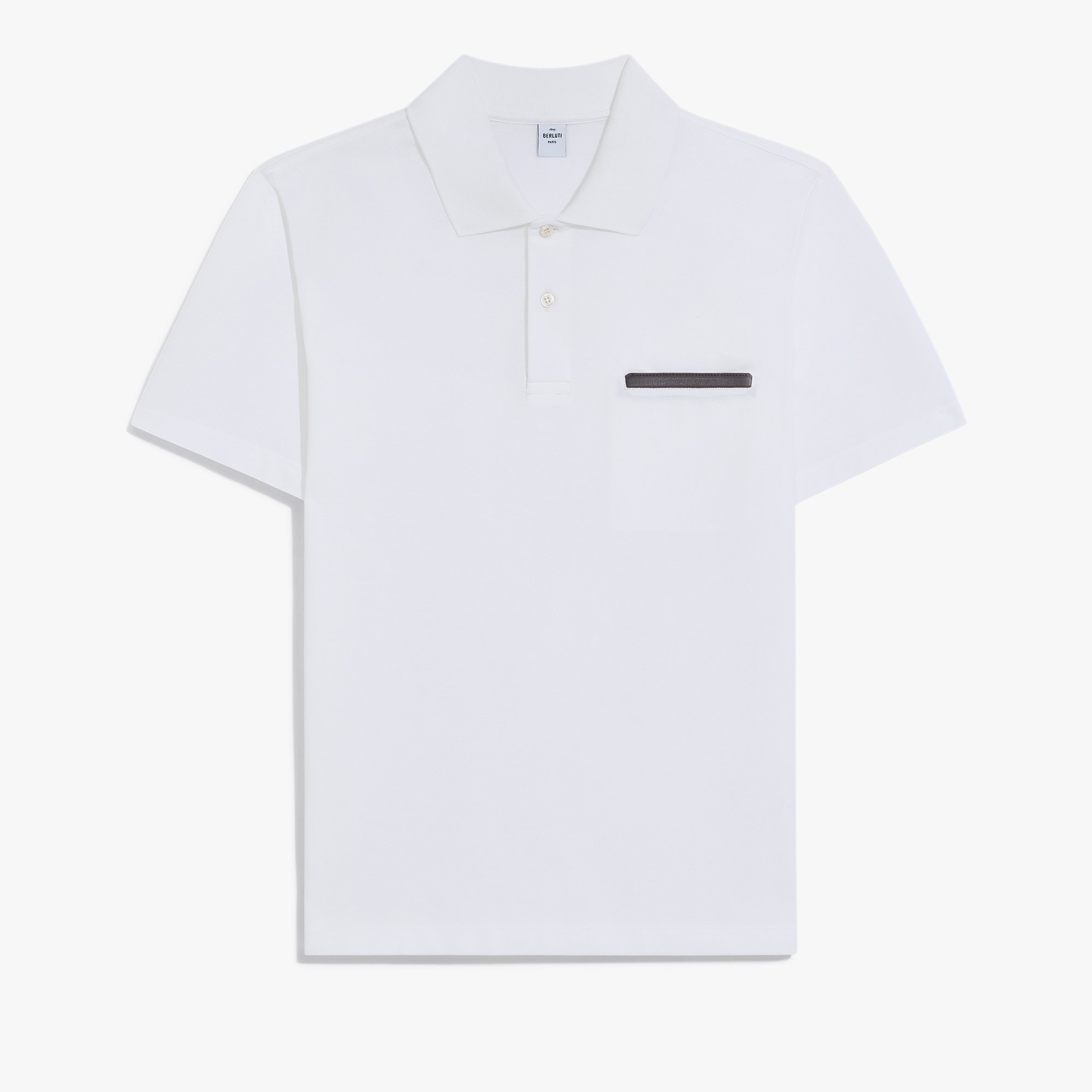 Leather Tab Pocket Polo, BLANC OPTIQUE, hi-res